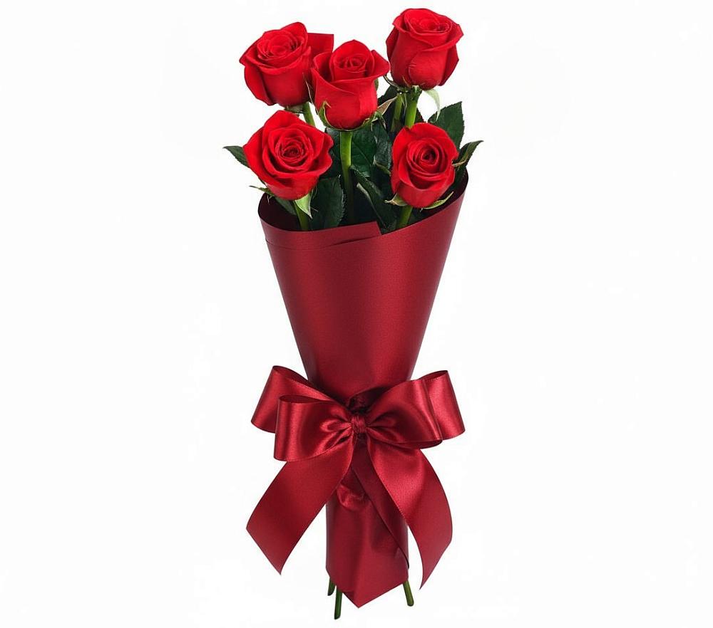 Букет 5 Красных роз Эдлесс Лав в Волжский