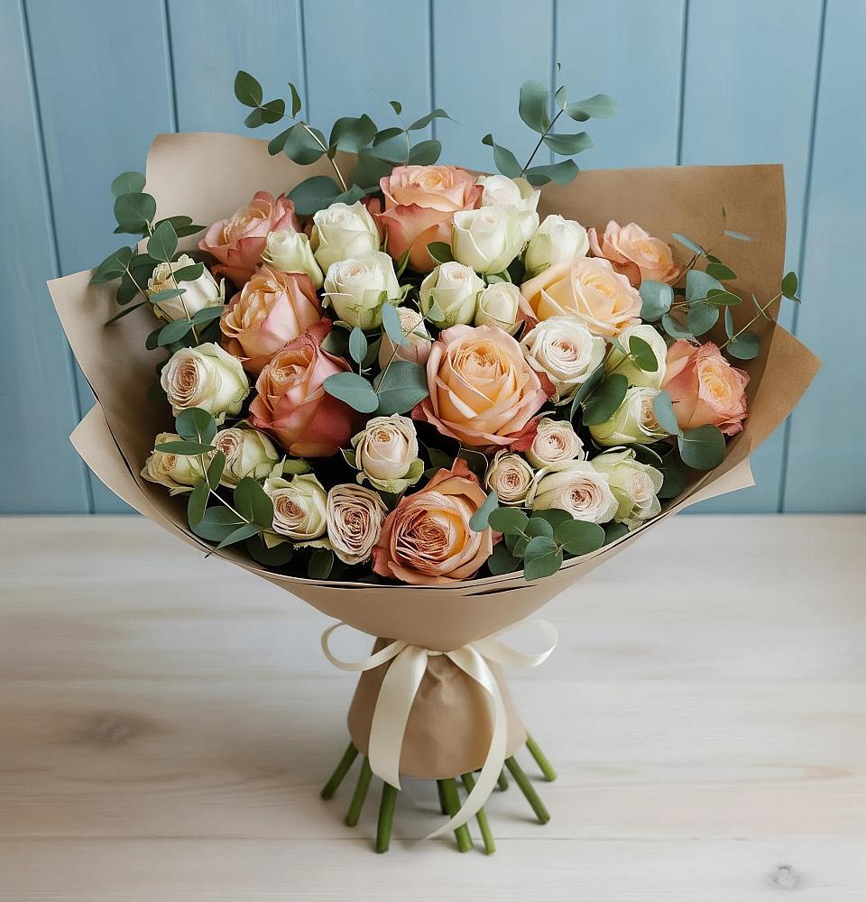 Букет цветов из: Альстромерии и Розы в Волжский