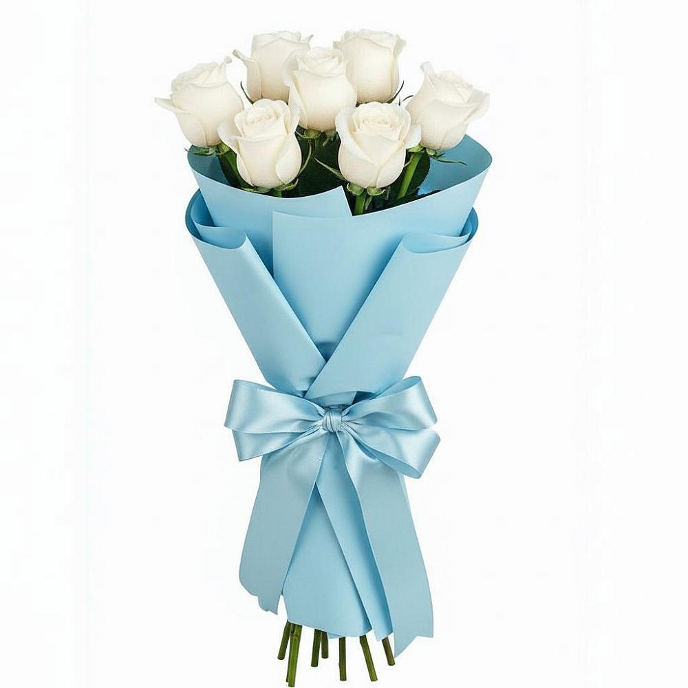 Букет 7 белых роз Проуд в Волжский