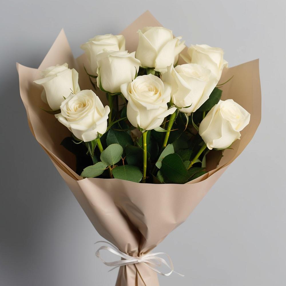 Букет 9 Белых роз Эдлесс Лав в Волжский