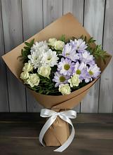 Букет цветов из:  Хризантемы и Розы в Волжский