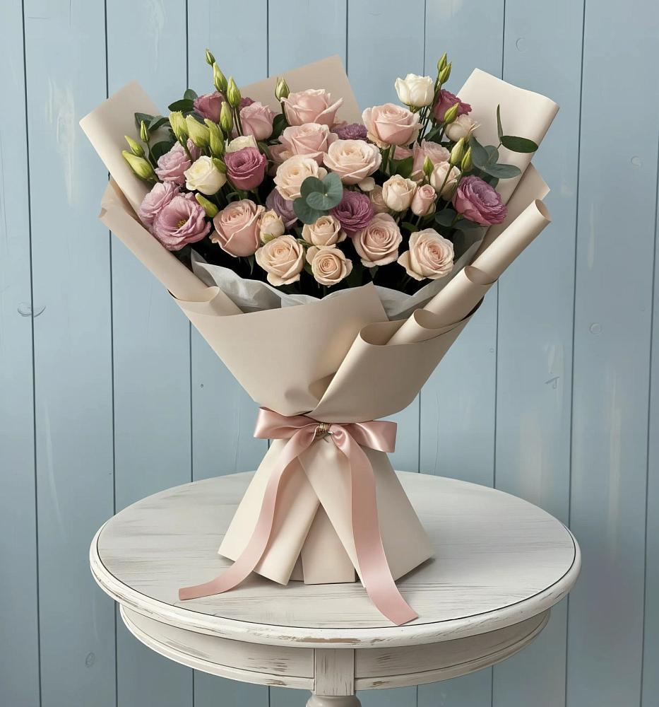 Букет цветов из: Розы и Лизиантусы в Волжский